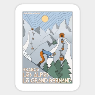 Le Grand Bornand, Les Alpes, France Retro Travel Sticker